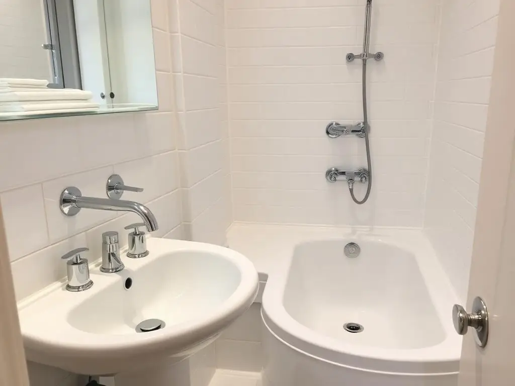 After: Grimy bathroom — fully descaled and deep cleaned completed by coreMaint