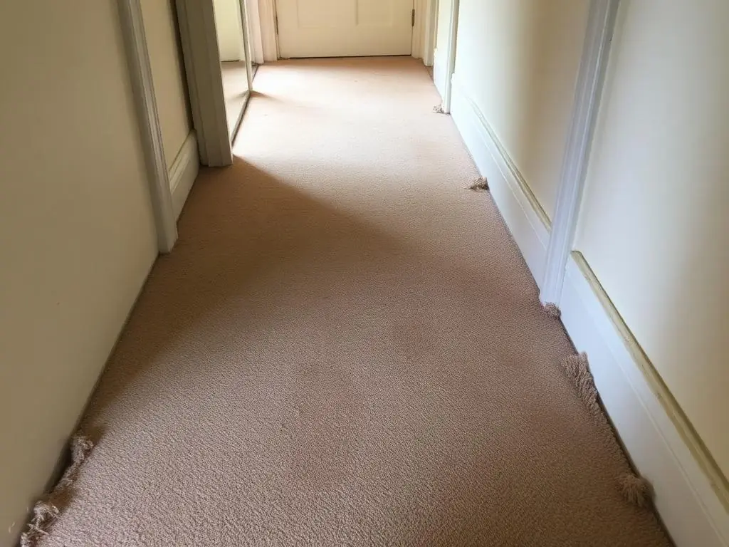 Before: Worn carpet — replaced with engineered oak flooring by coreMaint